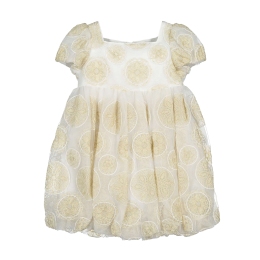 Girls Tulle Dress With Embroidered Gold Circles